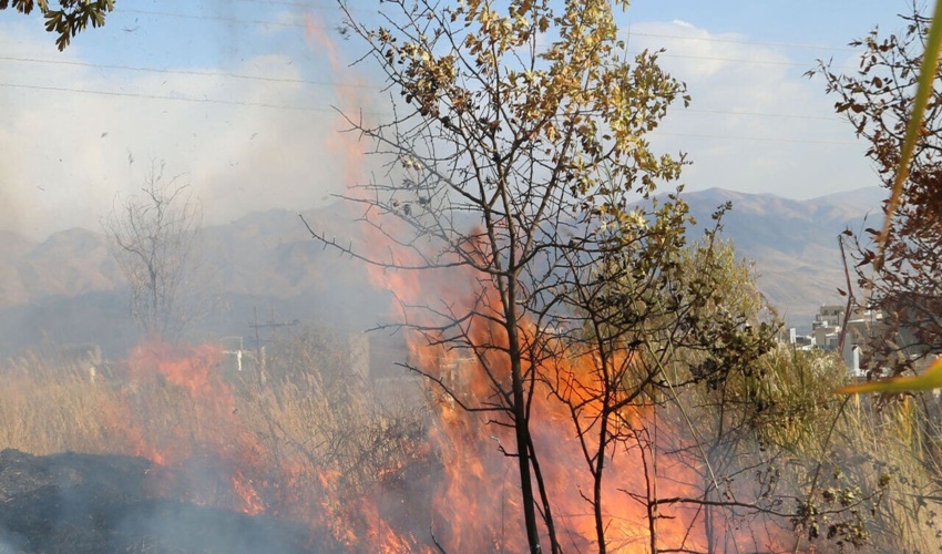 اطفاء حریق باغات روستای کهوان از توابع شهرستان آبیک  به مراتع سرایت کرد.